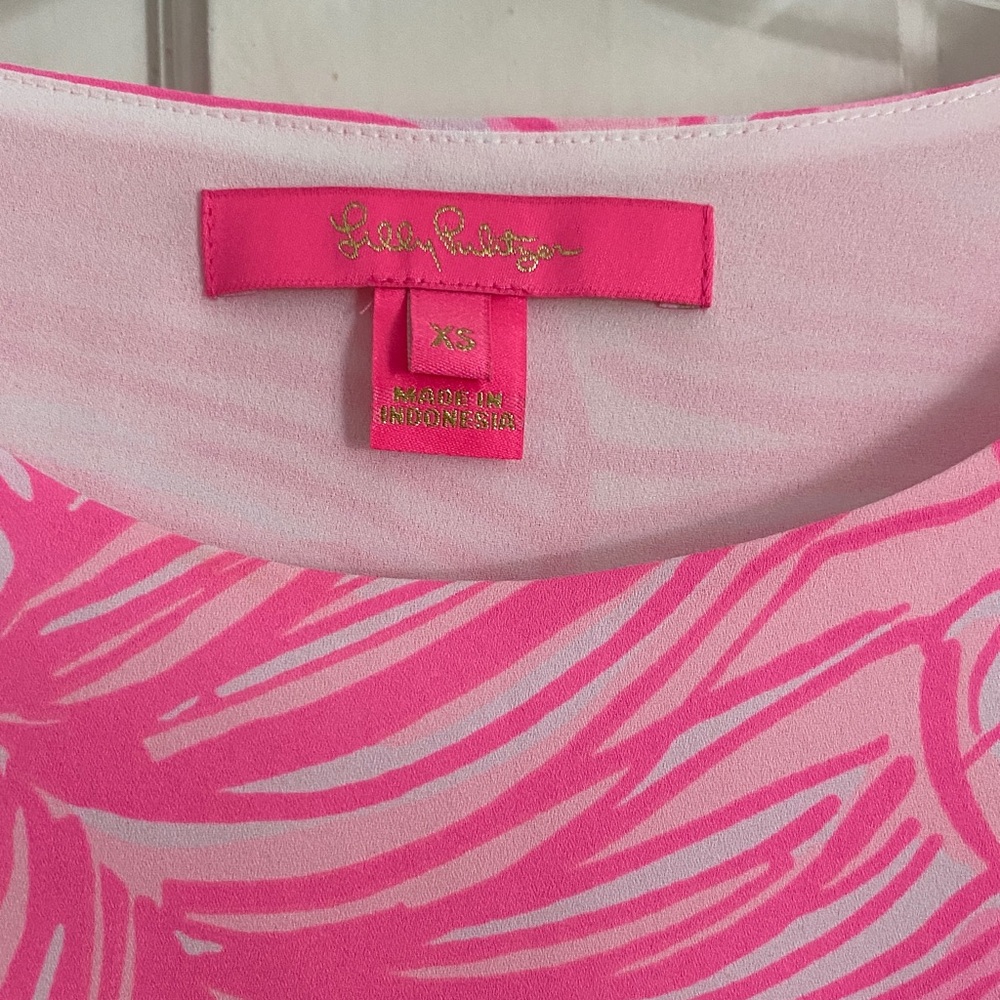 Lilly Pulitzer Pink Top Darlah Floral Ruffle Sleeve Summer Top Relaxed Fit XS - Picture 4 of 11